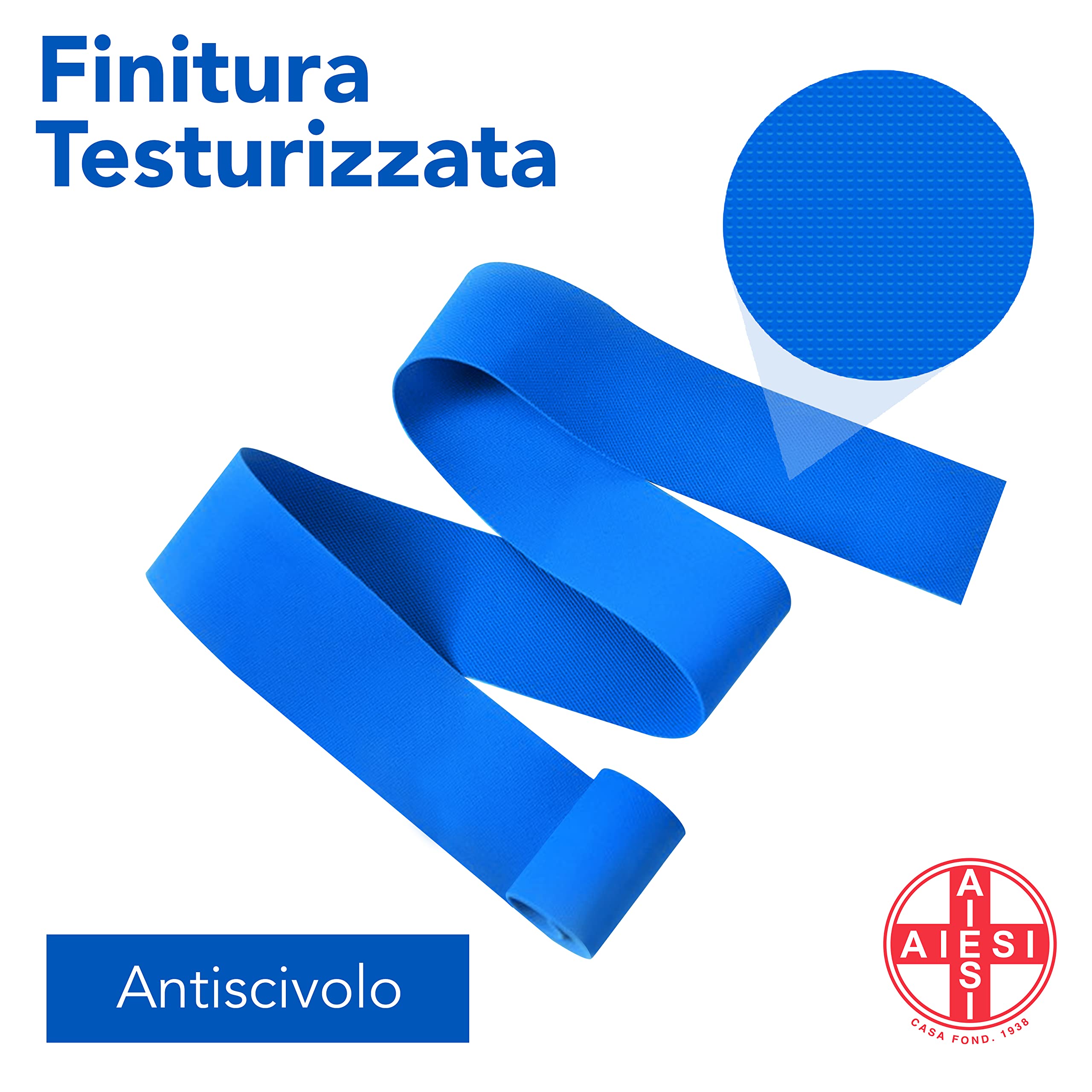 AIESI® Flacher Einweg-Venenstauer hypoallergen latexfrei aus hochelastischem thermoplastischem Gummi (TPE) blaue Farbe Länge 39 cm EMOVEN (Packung mit 250 Stück)
