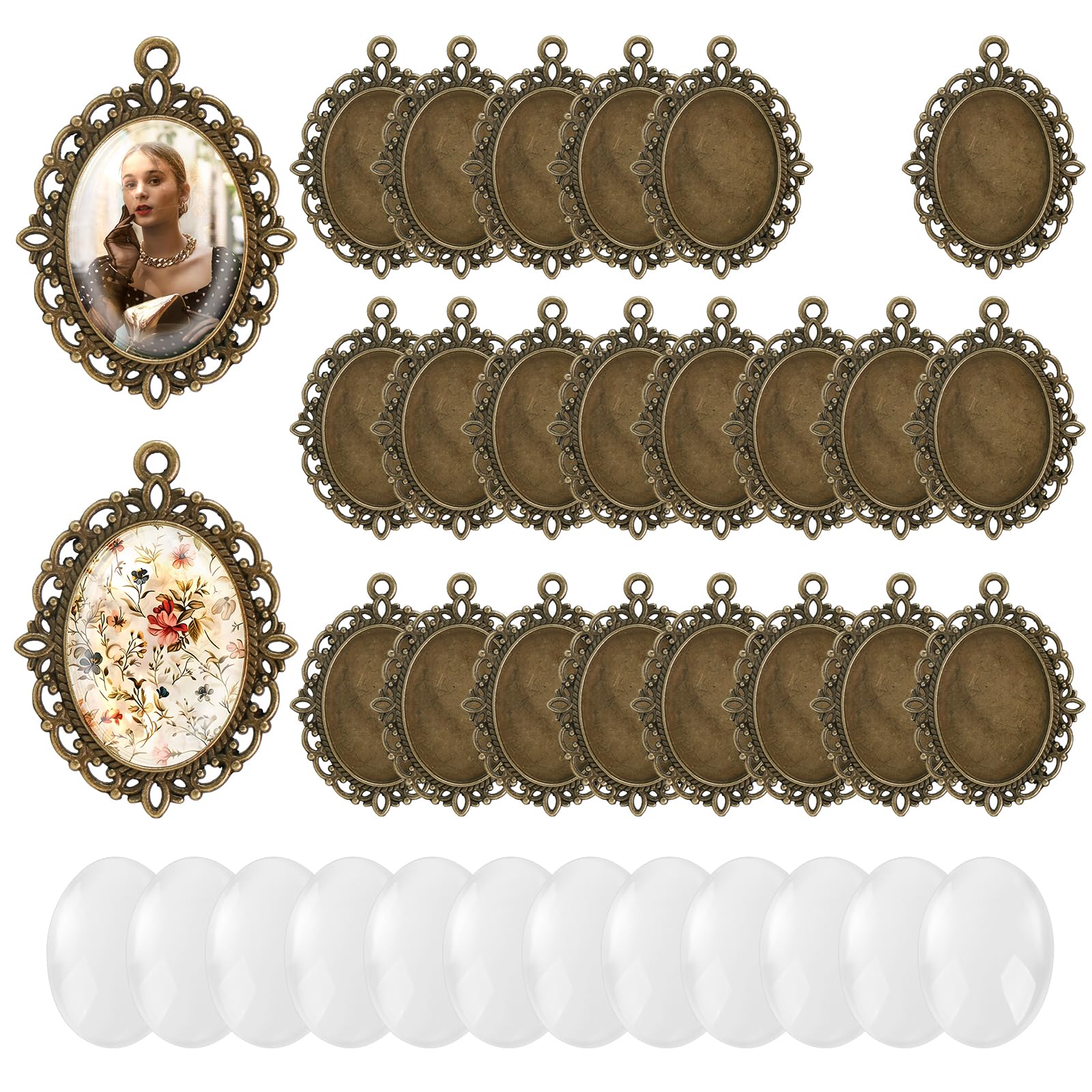 Plateaux ovales pour photos et cabochons verre 25x18mm pour réparer et créer des bijoux