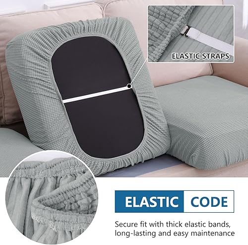 Miniatura 4 de hyha - Fundas de cojín impermeables para sofá, lavables, fundas elásticas de tela jacquard gruesa, fundas de sofá para mascotas con parte inferior