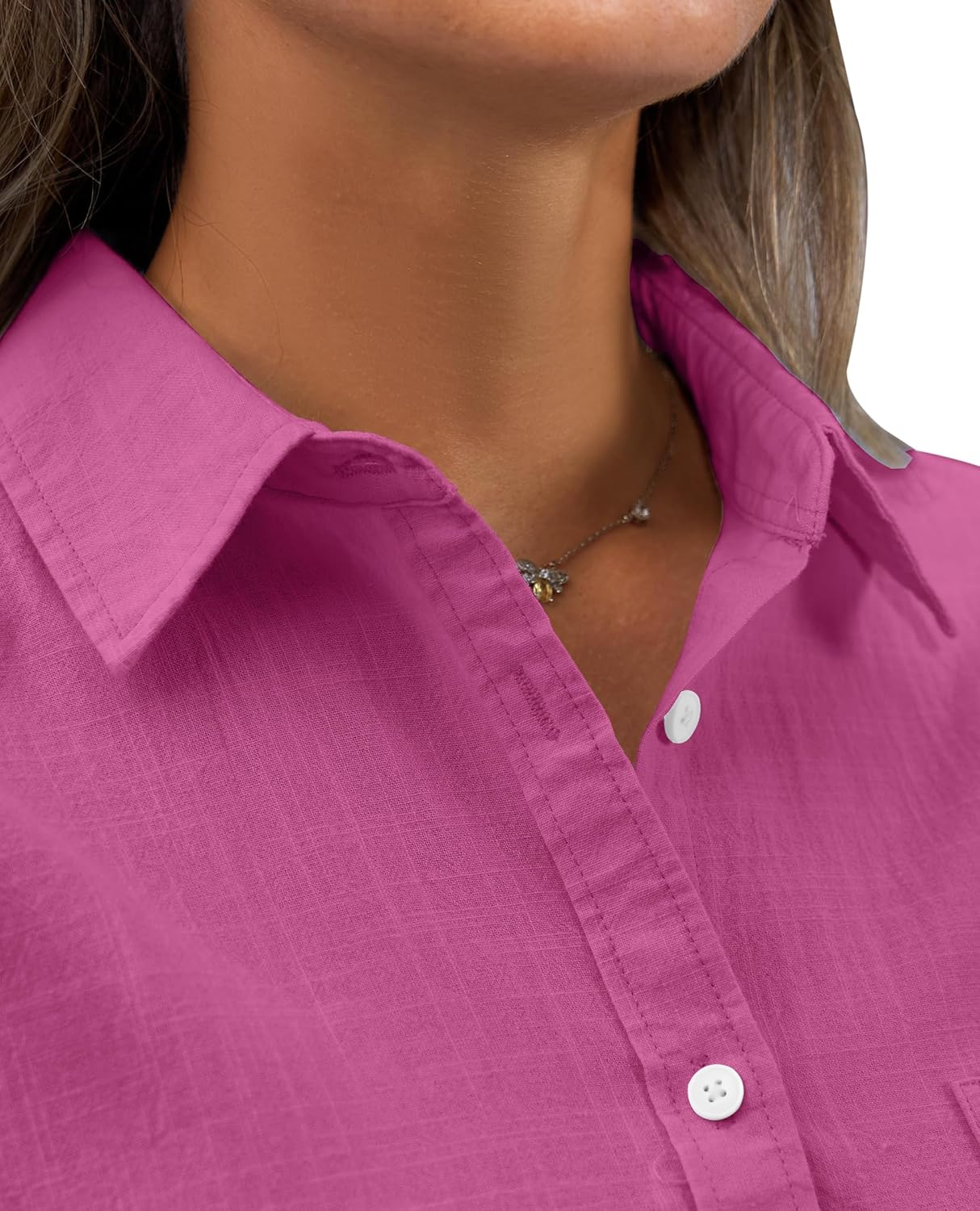 siliteelon Womens Button Down Shirt Linen Button Up Shirts for Women Long Sleeve Summer Shirt Collared Blouse Linen Tops - Image 6