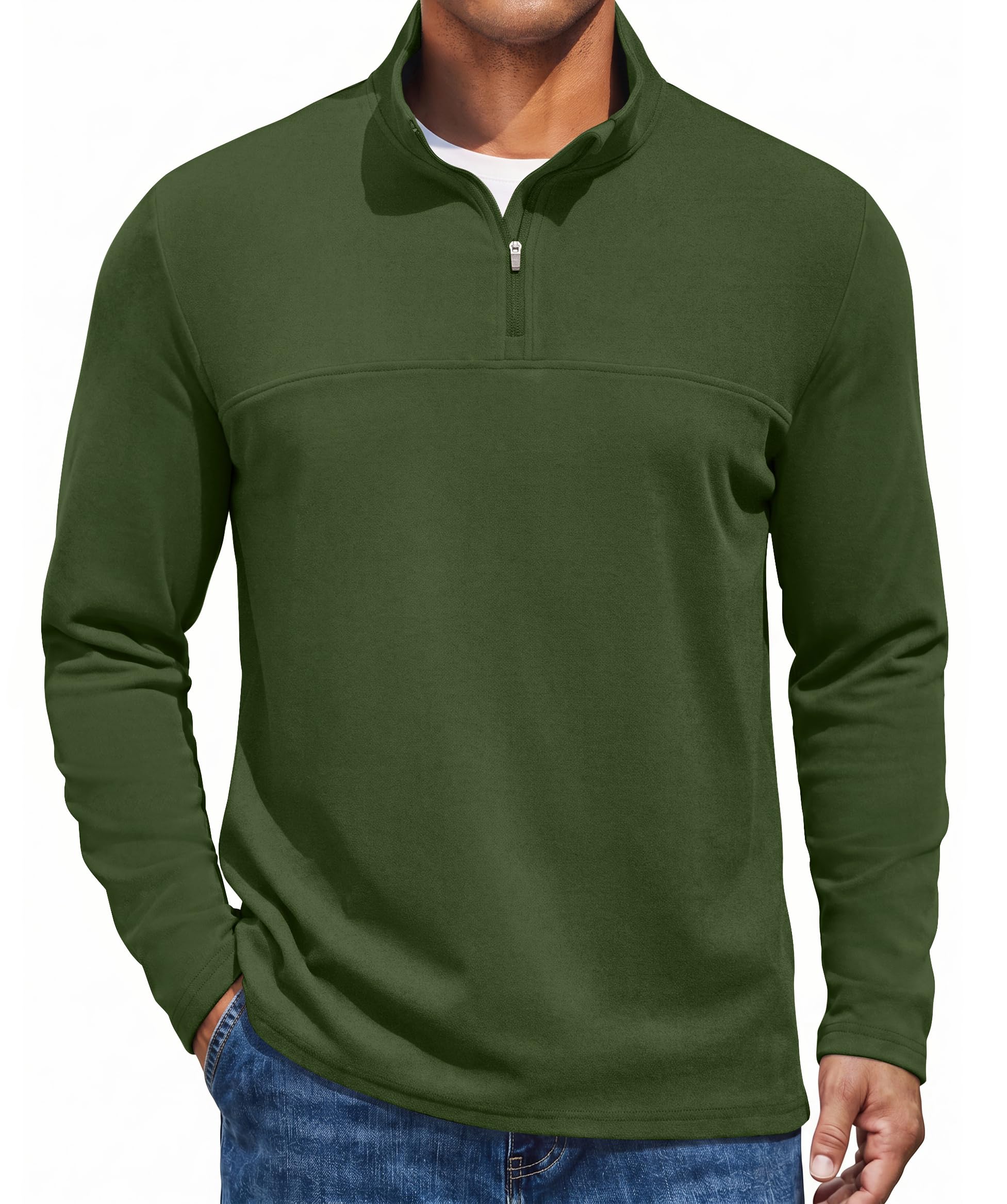 COOFANDY Mens Quarter Zip Pullover Mock Neck Sweatshirt Half Zip Sweater
