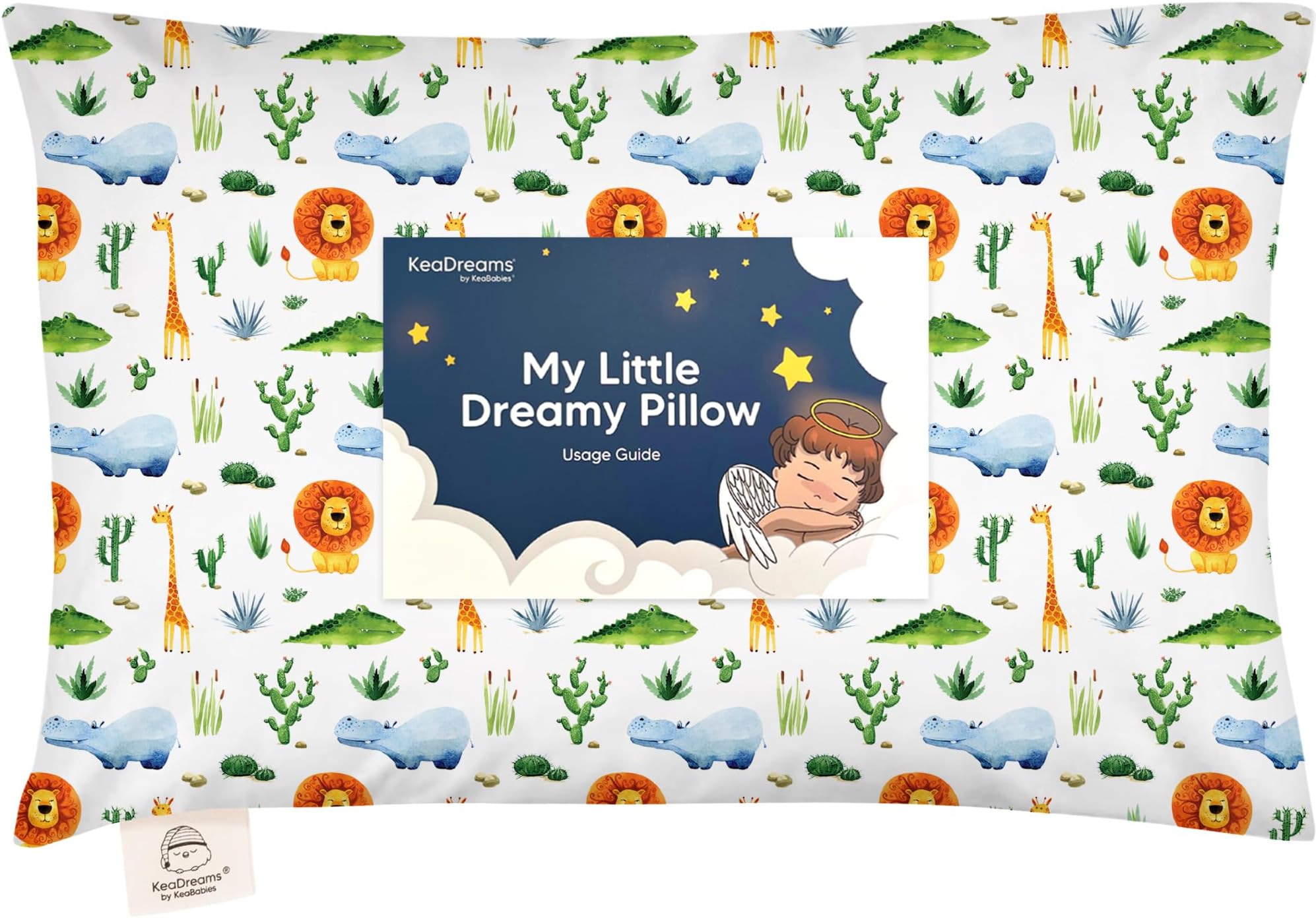 Toddler Pillow with Pillowcase - 13x18 My Little Dreamy Kids Travel Bed Pillows for Sleeping, Organic Cotton Small Pillowcase, Soft & Breathable, Machine Washable, Toddlers 2-5 Years Old (Zoo)