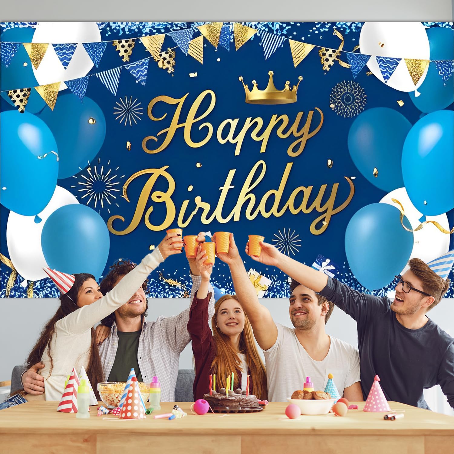 Sfondo Per 100° Compleanno – Banner In Tessuto Nero E Oro 180x110 Cm Con Decorazioni Festive, Per Interni/esterni