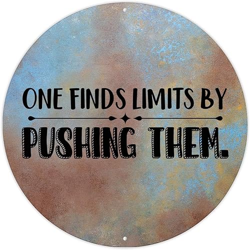 Miniatura 1 de Letreros de metal retro religiosos para regalo cristiano con texto en inglés One Finds Limits by Pushing Them - Letrero de metal para decoración de