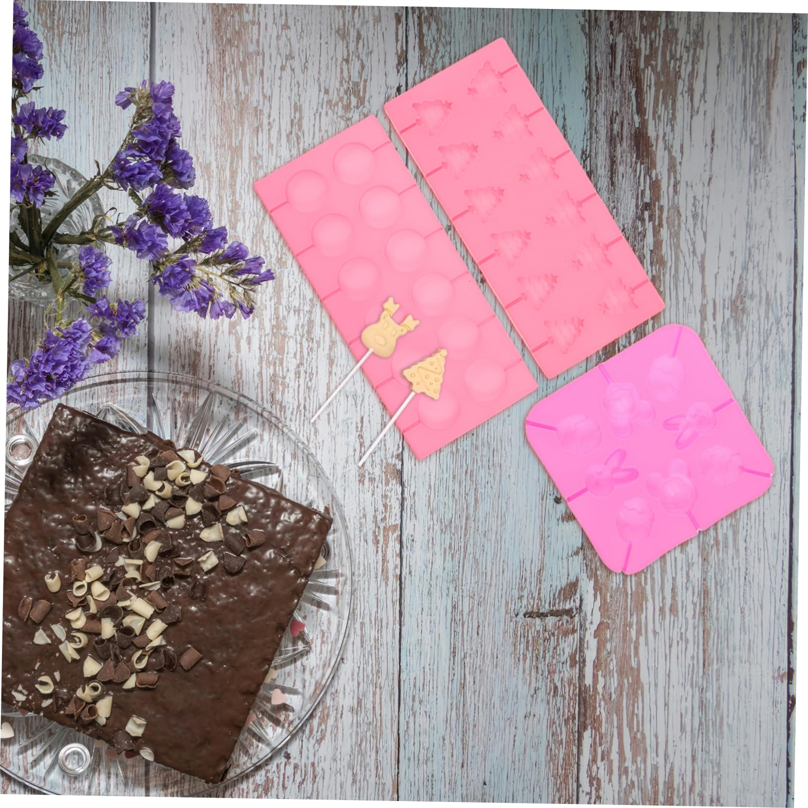 Silikon-weihnachtsformen Für Schokoladenlutscher Diy-bonbonformen Mit Stielen Leckerli-tüten Und Drehbändern Für Kreative Küchenideen
