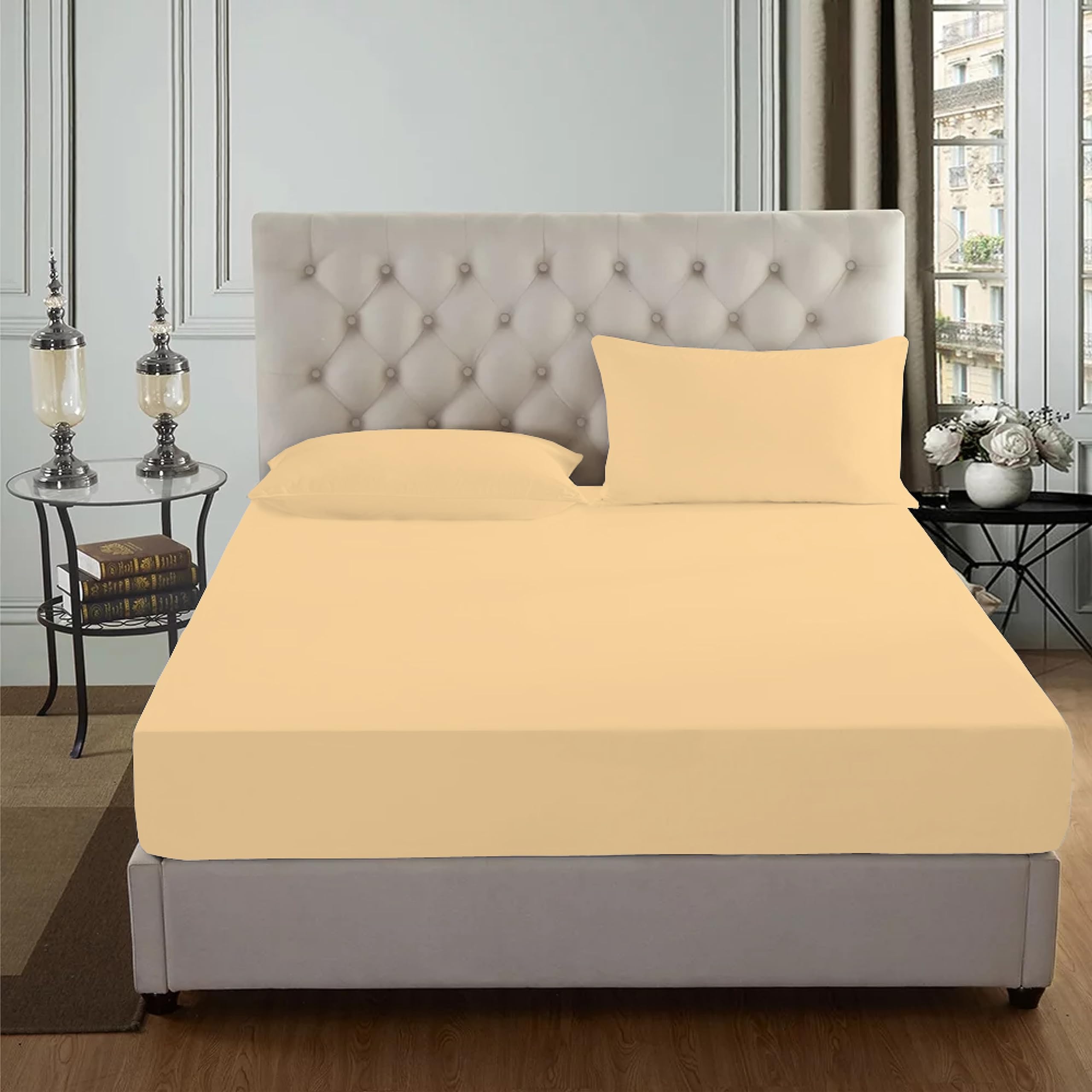 Amigozone Latte Egyptian Cotton 200 Thread Count 25Cm/10" Deep Fitted Sheet (Single, )