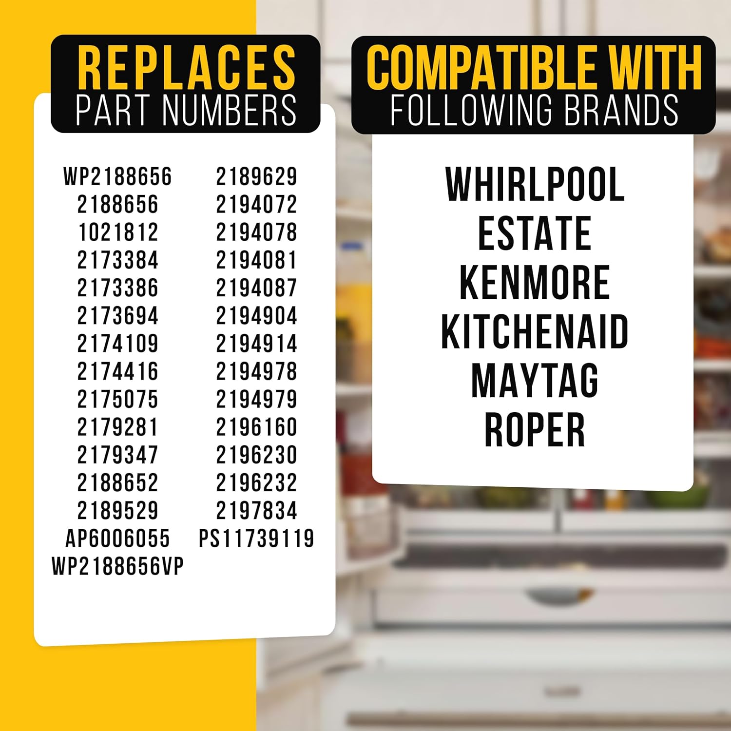 PartsBroz WP2188656 Refrigerator Crisper Bin Drawer Pan for Whirlpool Kenmore Maytag AP6006055 2188656 2173386 2173694 PS11739119 WRS325FDAM04 WRS325FDAM02 ED5JHEXTB00 ED5LVAXWB02 GD5SHAXLB01