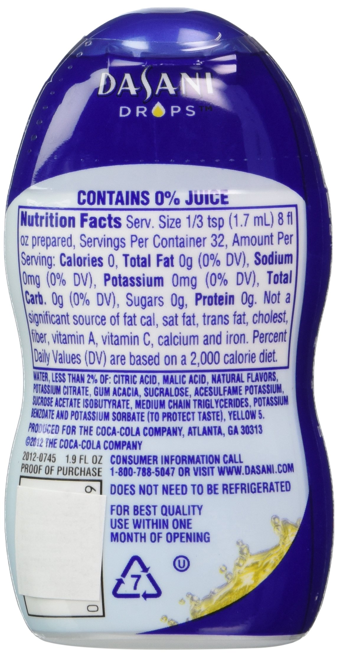 Dasani Drops Water Flavor Enhancer Pineapple Coconut 1.9 Fl Oz (Pack of