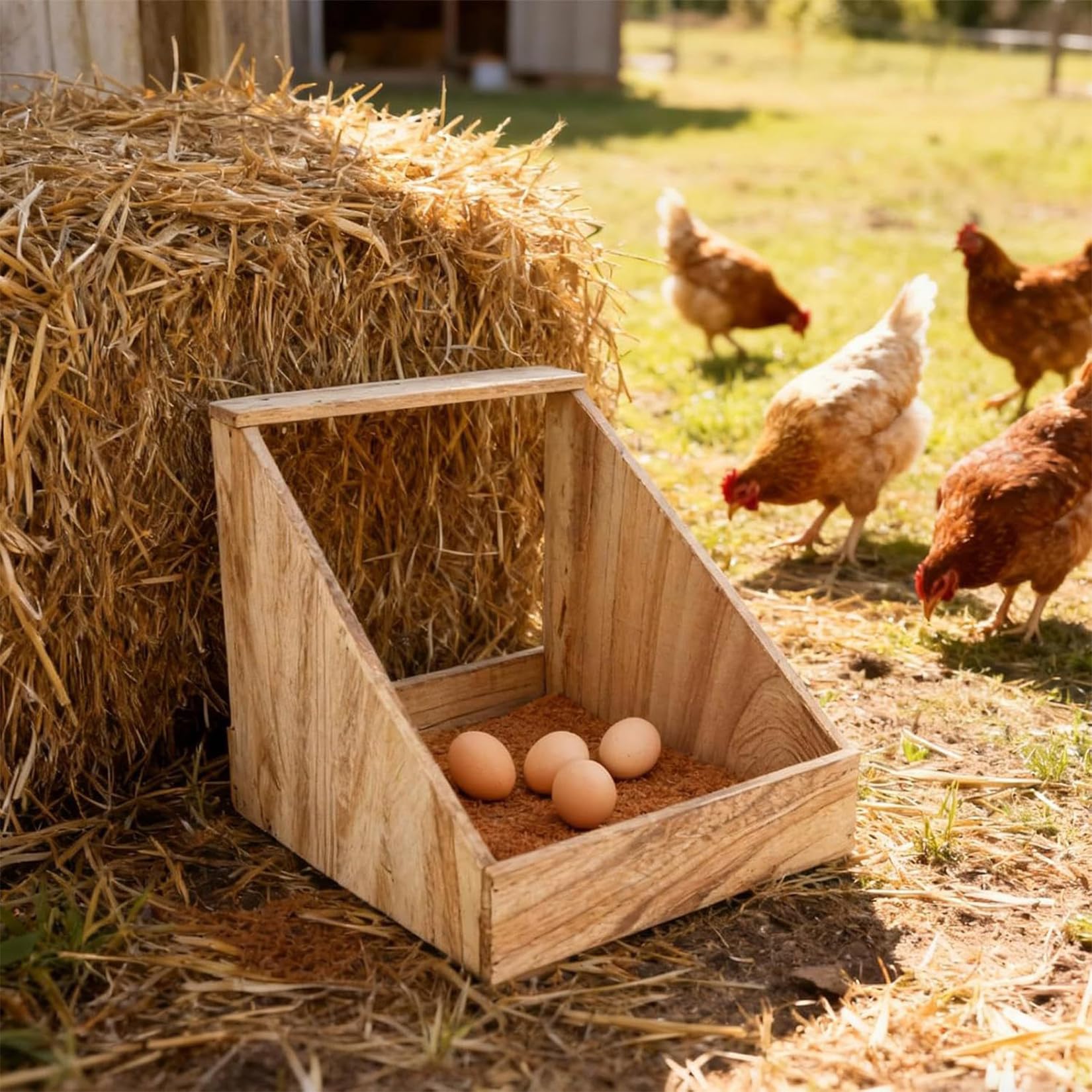 2 Pezzi Nido Per Galline Montaggio A Parete Accessori Per Pollai In Legno Con Tappetini Per Nidi Pollame Deposizione Delle Uova Gabbia Per Galline Per Galline Uccelli e Anatre