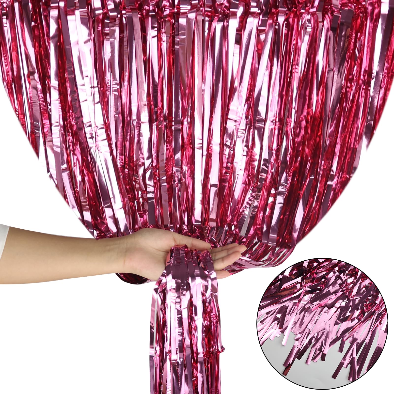 JRSHIRLEYLTD Lot de 2 rideaux à franges métalliques à paillettes rouges 1 x 2 m - Rideau