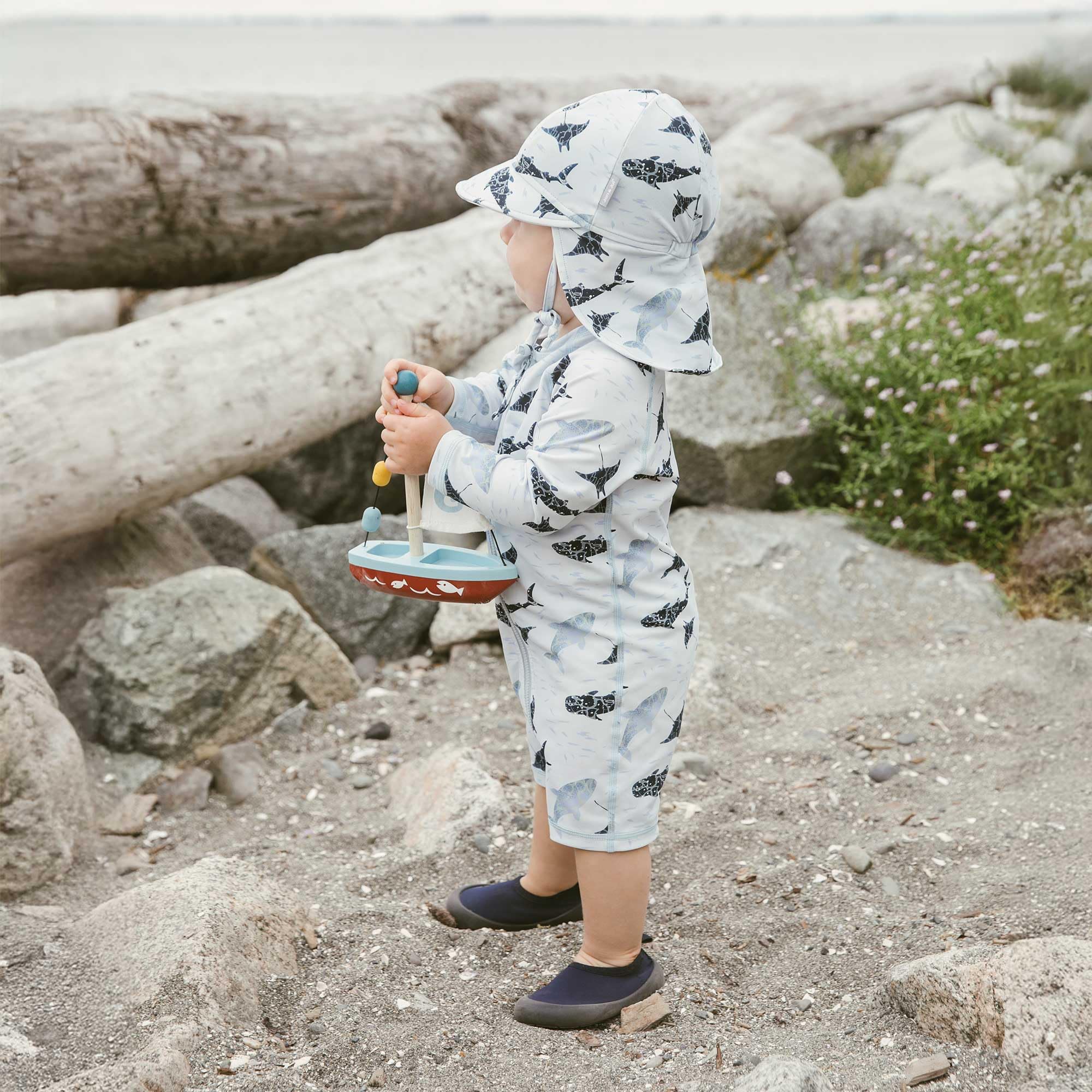 Jan & Jul Rashguard monoblocco per bambini con protezione UV per ragazzi e ragazze, Gioco di balene, 12-18 Mesi