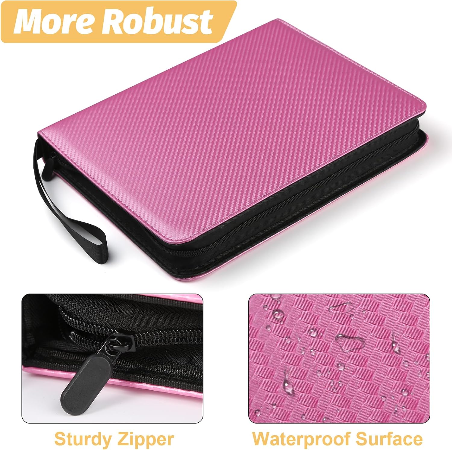 GERMUN 9 Pocket Card Binder, Premium Zip Trading Card Binder, 720 Double Sided Pocket PU Card Collection Binder, Collector Card Album, Card Folder for MTG, TCG, Sports Cards, Game Cards (Pink)
