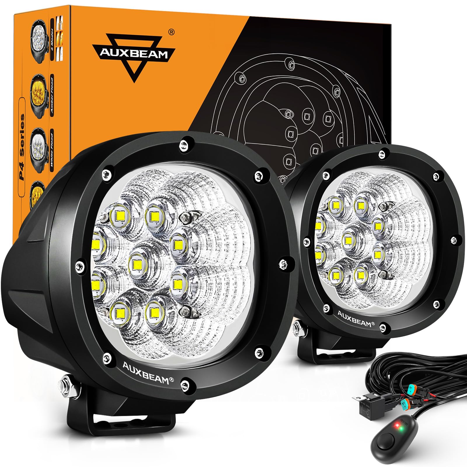 Amazon.com: Auxbeam Serie P4 - Luces antiniebla redondas de