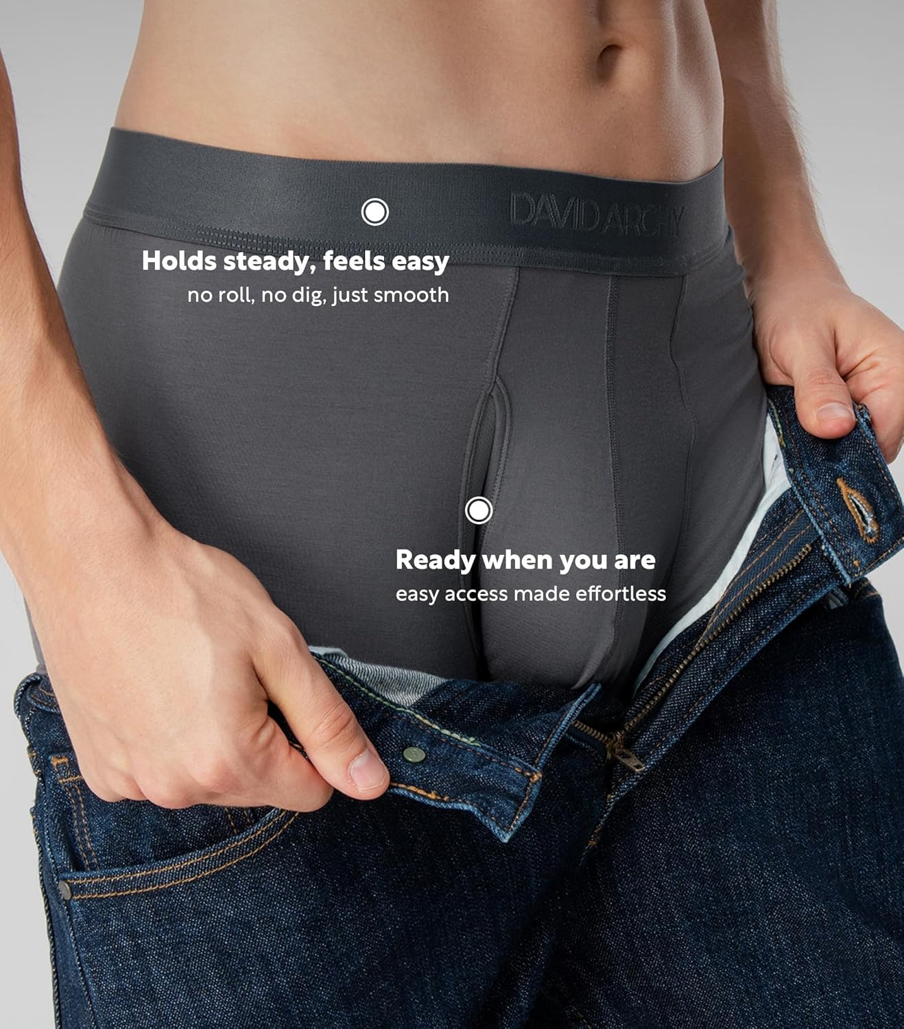 DAVID ARCHY Men’s Boxer Briefs with Breathable Mesh Crotch, Modal Underwear, Moisture-Wicking, Soft Waistband, 4 Pack - Image 4