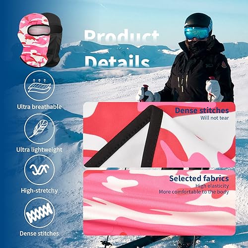 Miniatura 6 de YESLIFE Máscara de esquí de 2 piezas, pasamontañas para hombres y mujeres, esquí, snowboard, motocicleta y protección UV, sombrero