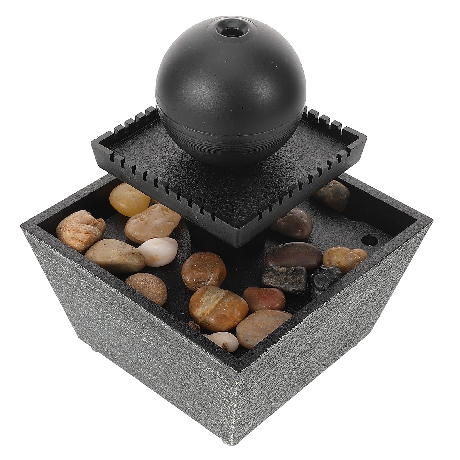 Fuente de agua decorativa zen en resina negra de escritorio mini