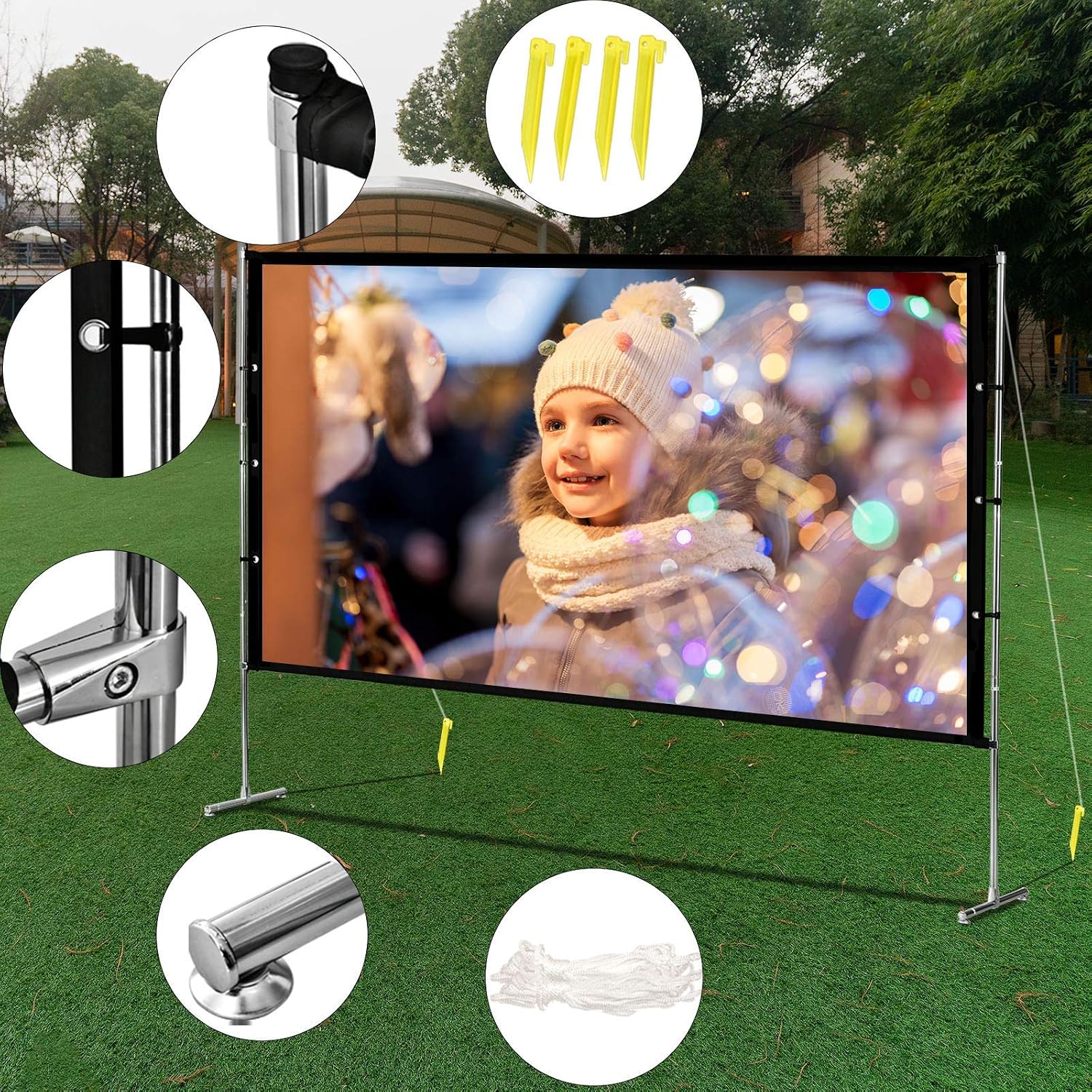 ❤ Crаzу Dеаlѕ OTTARO Projector Screen with Stand Outdoor Movie Screen, 120 Inch Portable Projector Screen, 4K HD Movie Screen for Outdoor Indoor Use with Anti- Crease Screen and Steel Stand Nеw Dеаl OTTARO Projector Screen with Stand Outdoor Movie Screen, 120 Inch Portable Projector Screen, 4K HD Movie Screen for Outdoor Indoor Use with Anti- Crease Screen and Steel Stand