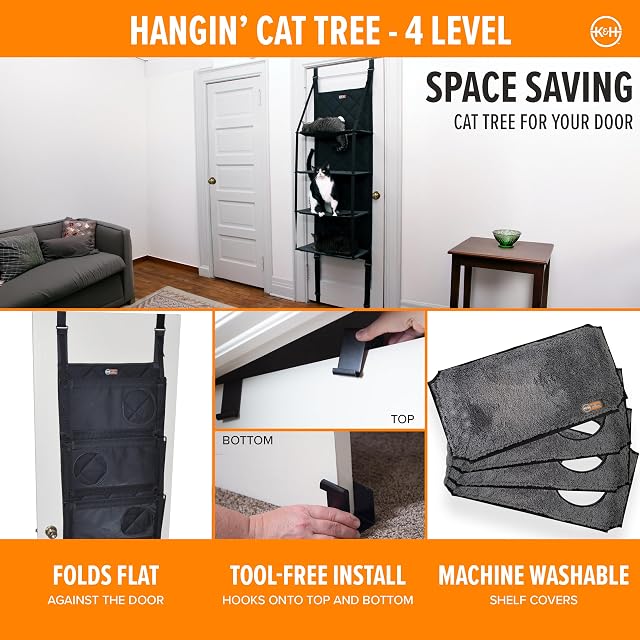 Foto 3 de 7 de K&H Pet Products Hangin' Árbol para Gatos - 4 Pisos Gris 12 x 22 x 65 Pulgadas