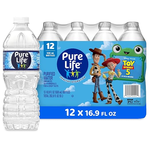 Pure Life Purified Water Bottles, 12 Pack - Still Bottled Water Enhanced with Minerals for a Crisp Taste, Plastic Bottles - 16.9 Fl oz