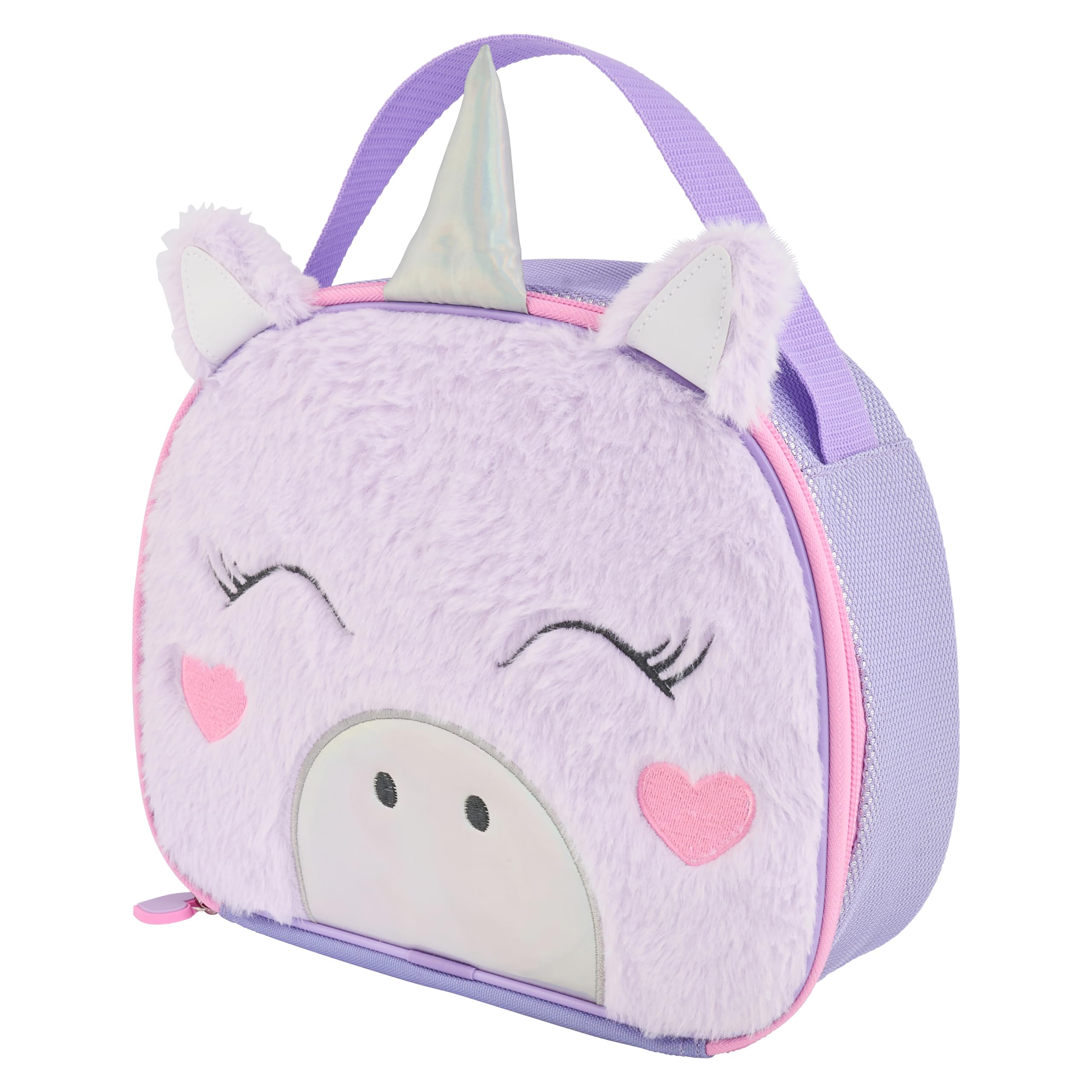 Polar Gear Fluffy Kids Lunch Bag – Purple Unicorn Plush Sensory Lunch Bag for Girls & Boys, Lightweight & Durable with Wipe-Clean Lining, Insulated to Keep Food Fresh, Ideal for School or Trips
