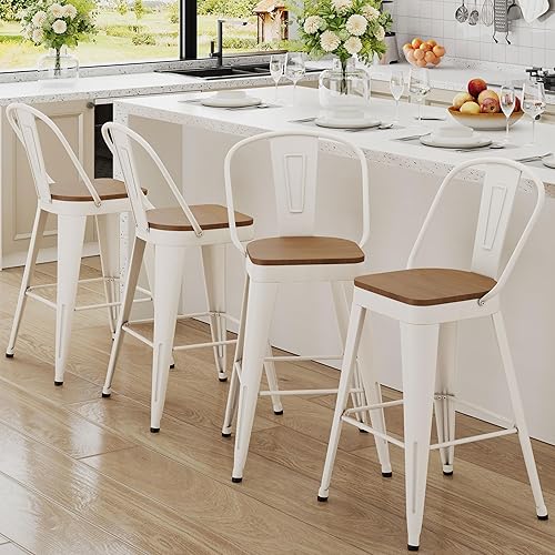 Andeworld Metal Bar Stools Set of 4, 24 inch Counter