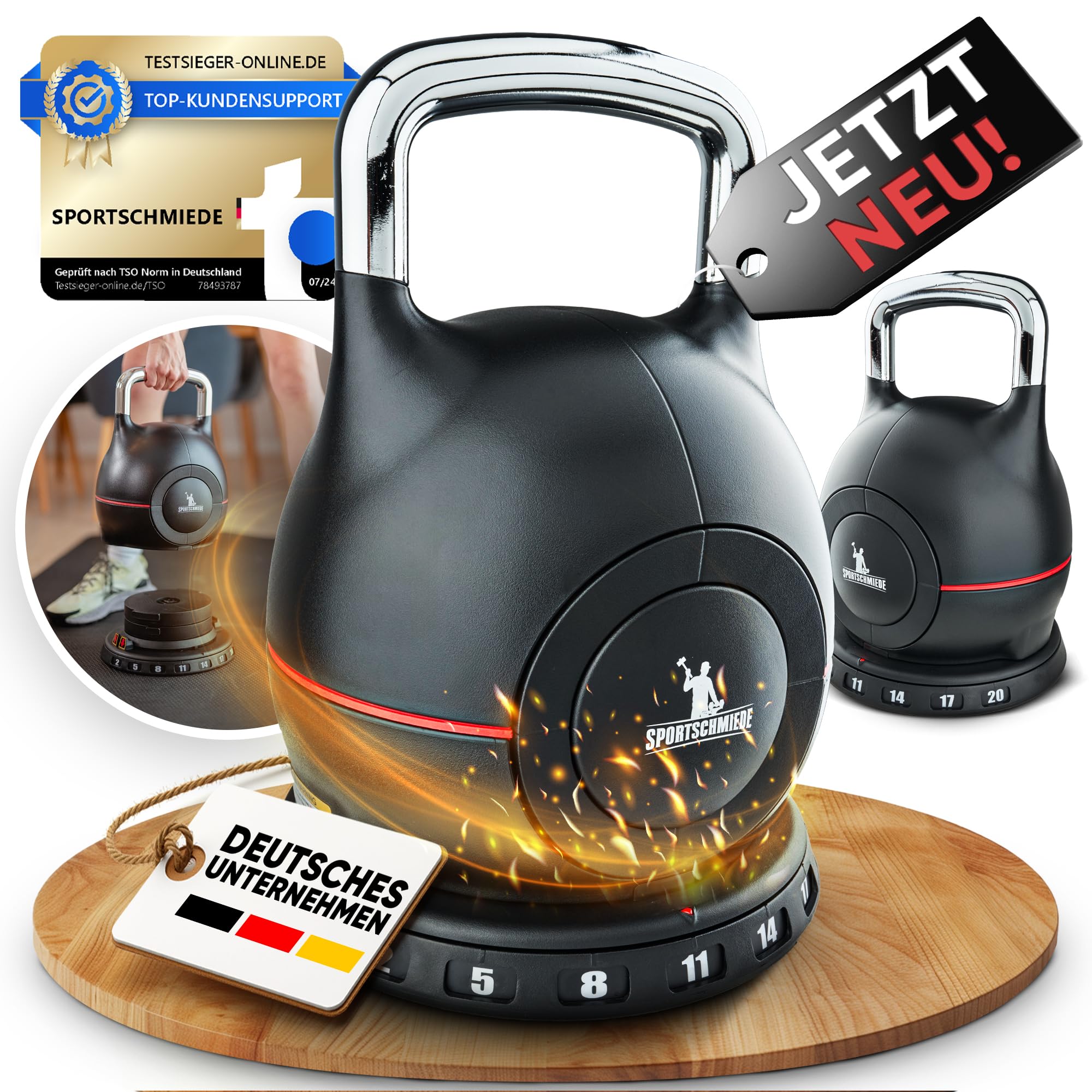 SPORTSCHMIEDE Kettlebell [Verstellbar] 2-20 kg Hanteln Set Gewichte Hantel für Home Gym | Hantelset Fitnessgeräte für Zuhause | Dumbbells Sportgeräte Zuhause Kugelhantel Gewicht Hantel Set