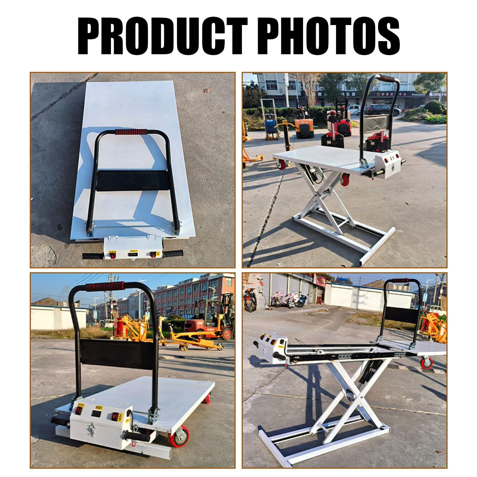 Carro de elevación hidráulico Plegable, Mesa de Tijera eléctrica de Capacidad 300kg, Plataforma móvil portátil con 4 Ruedas para Cargas Pesadas, Plataforma de elevación compacta 100x75cm