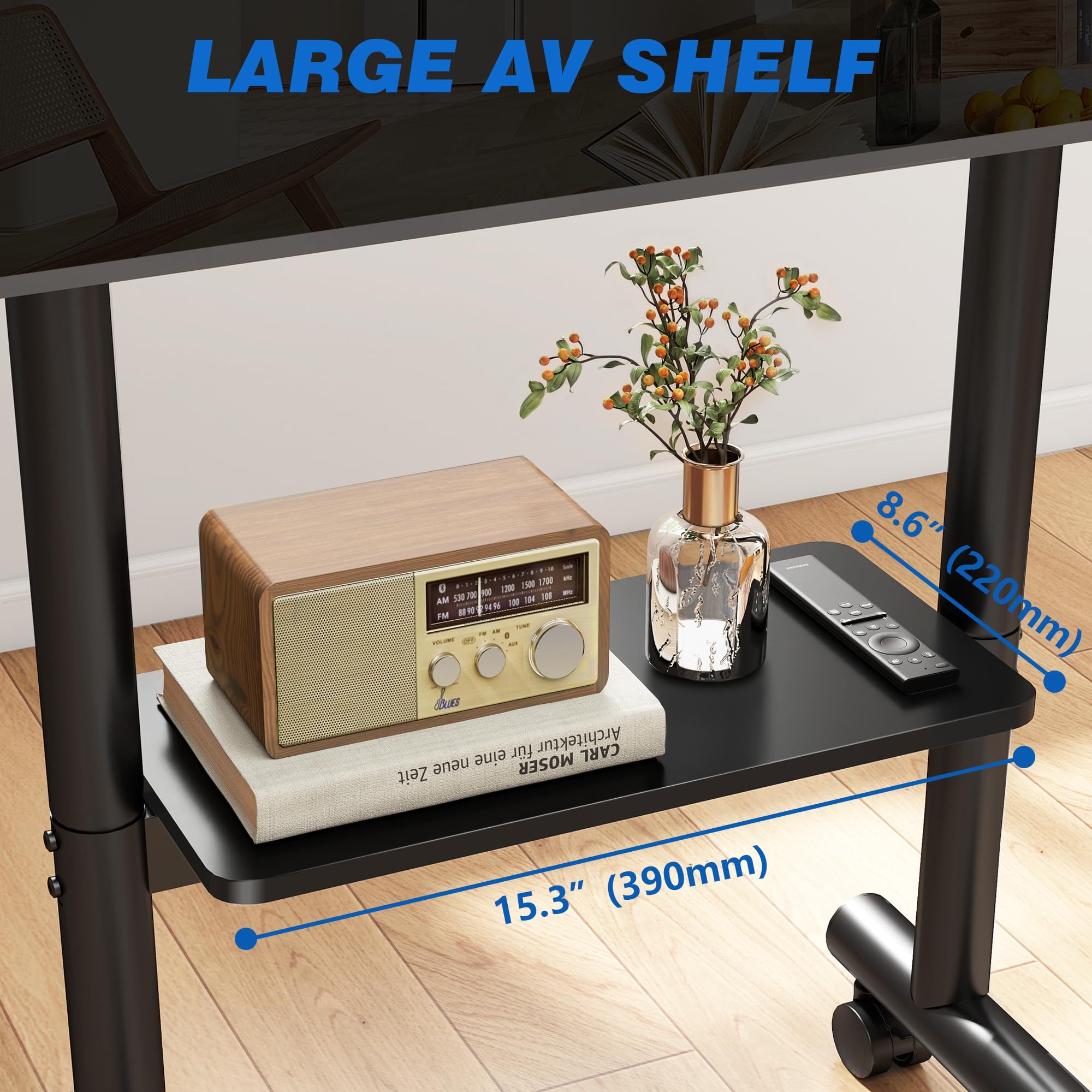 5Rcom Supporto TV Mobile - Carrello Regolabile con Ruote per TV 32-70 Pollici, fino a 50 kg, con Ripiano (LCD/LED/OLED)