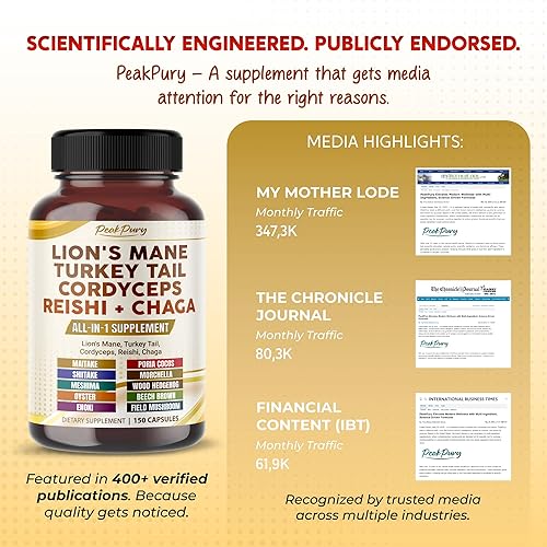 Miniatura 6 de Lion's Mane Turkey Tail Cordyceps Reishi Chaga - Apoyo al Bienestar General