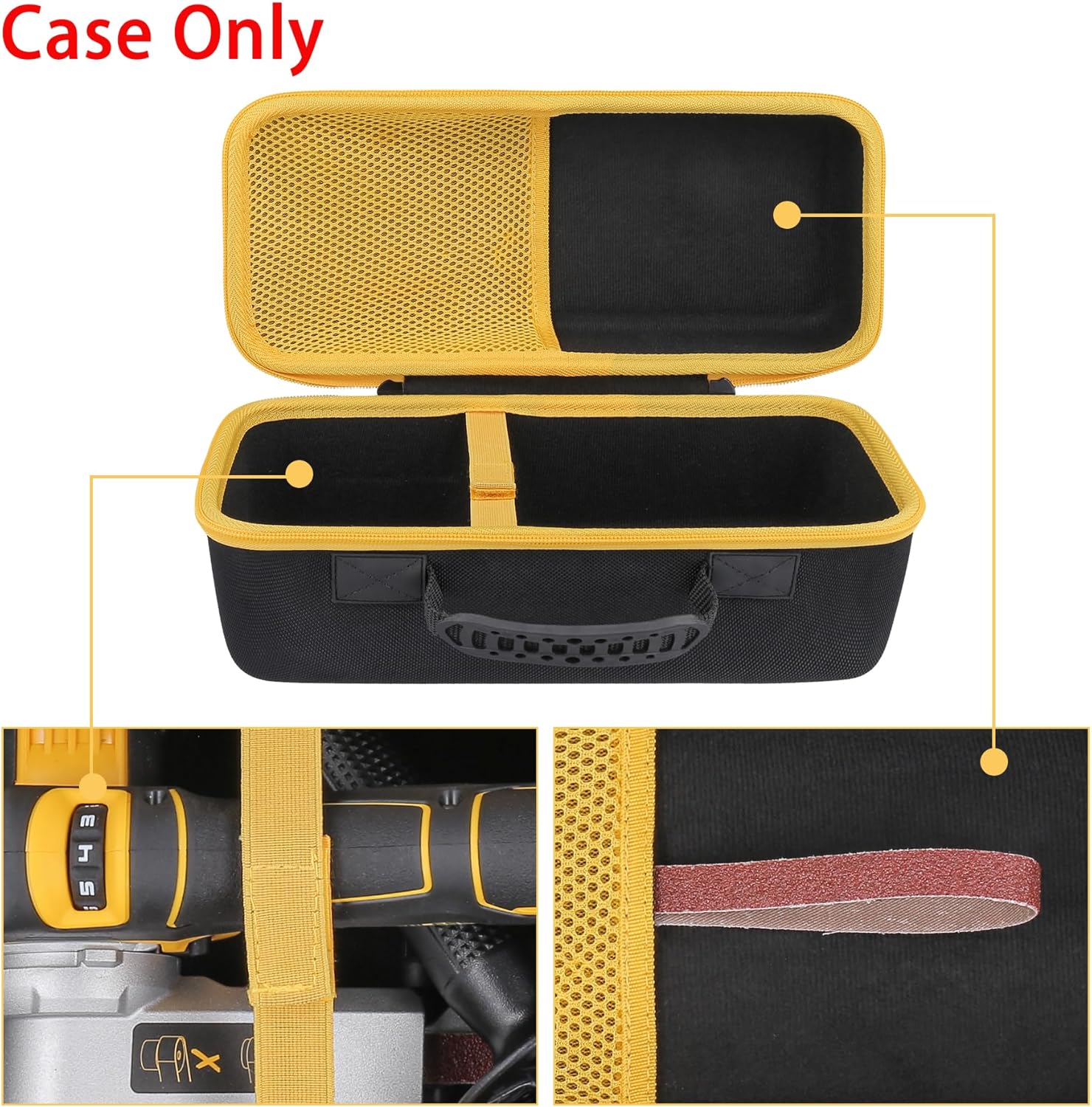 khanka Hard Travel Case Replacement for DEWALT DCM200B 20V MAX XR Cordless Bandfile Power Tool Belt Sander,Case Only.