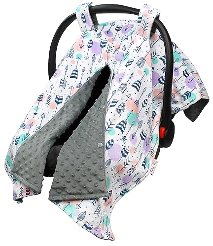 Top Tots Cubierta del toldo del asiento del coche del bebé - Flechas azul marino sobre blanco