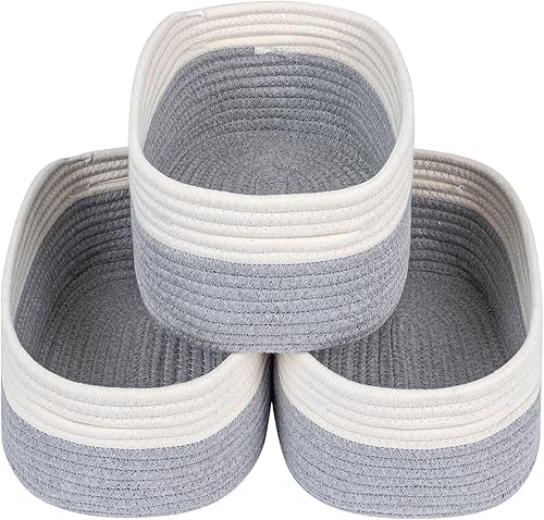 Miniatura 100 de CubesLand Cesta de almacenamiento, cuerda de algodón, azul marino, paquete de 2, organización/almacenamiento, armario, estantes, decorativa