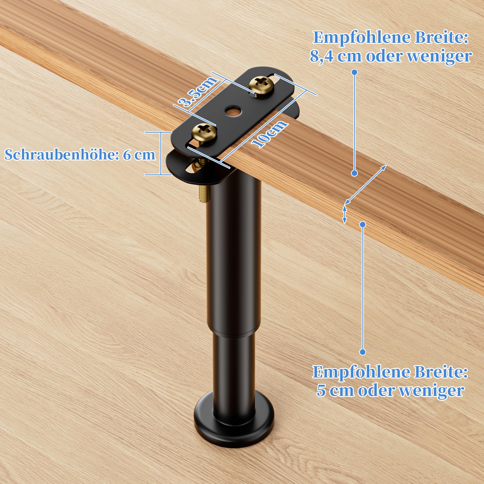 VETIN Lot de 4 Pieds de Lit Réglables en Hauteur, Pieds de Lit en Métal 18-33 cm, Pieds de Support Centraux du Cadre de Lit, Adaptés aux Lattes du Cadre de Lit/du Centre du Lit