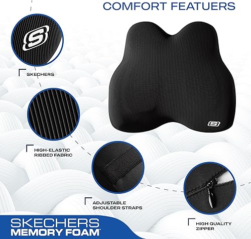 Miniatura 3 de Skechers Almohada lumbar de espuma viscoelástica, almohada de apoyo lumbar para oficina, silla, alivio del dolor de espalda baja, almohada lumbar de