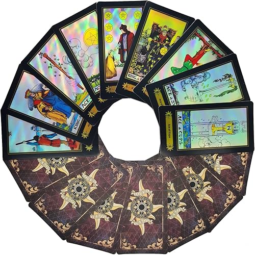 Miniatura 7 de Smoostart 78 Tarot Cards with Guidebook Holographic Tarot Cards Deck Future Telling Game with Colorful Box for Beginners and Professional Player