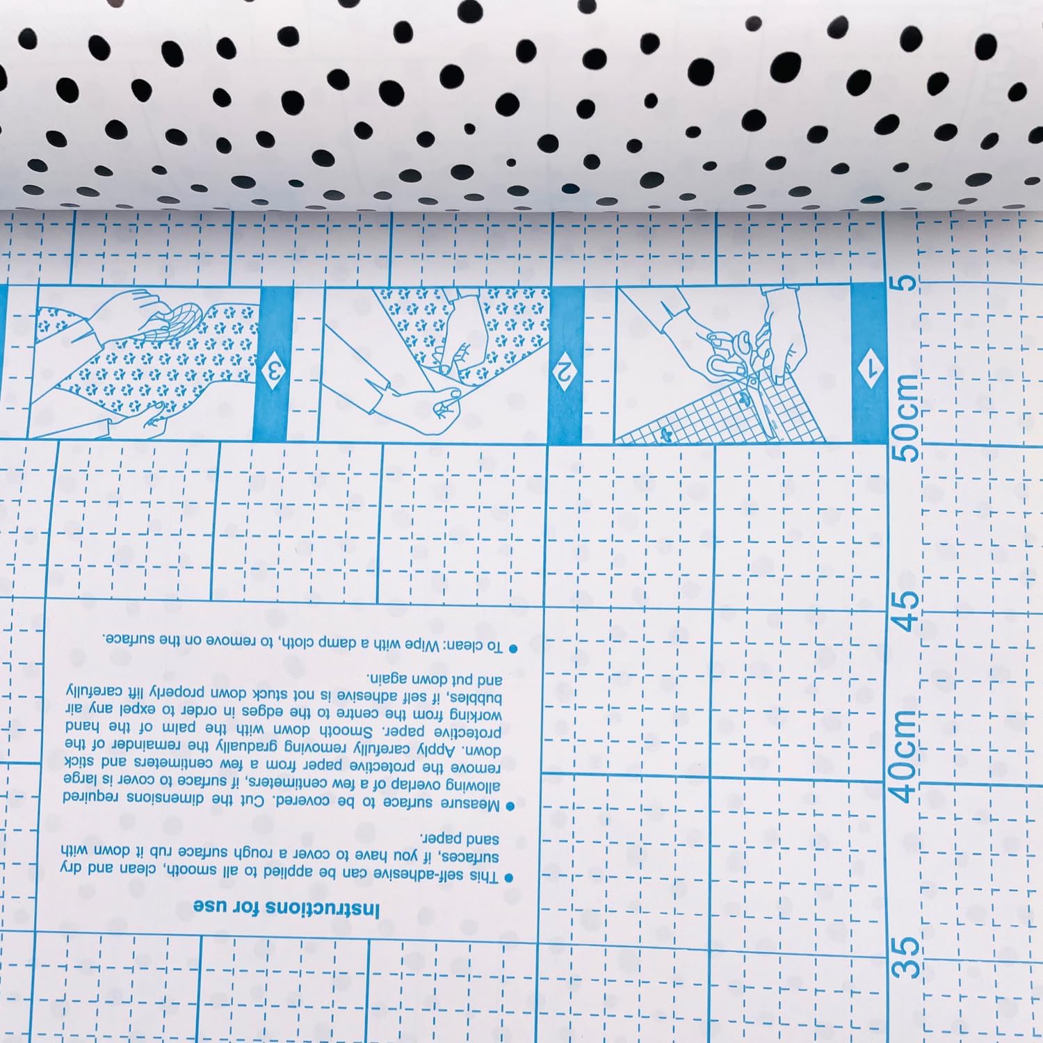 29.52ft Roll Self-Adhesive Shelf Liner, Black and White Polka Dot Pattern, Waterproof Vinyl Drawer Paper, Decorative Cabinet Mat for Furniture Surface (L-354.3x17.7 Inch)