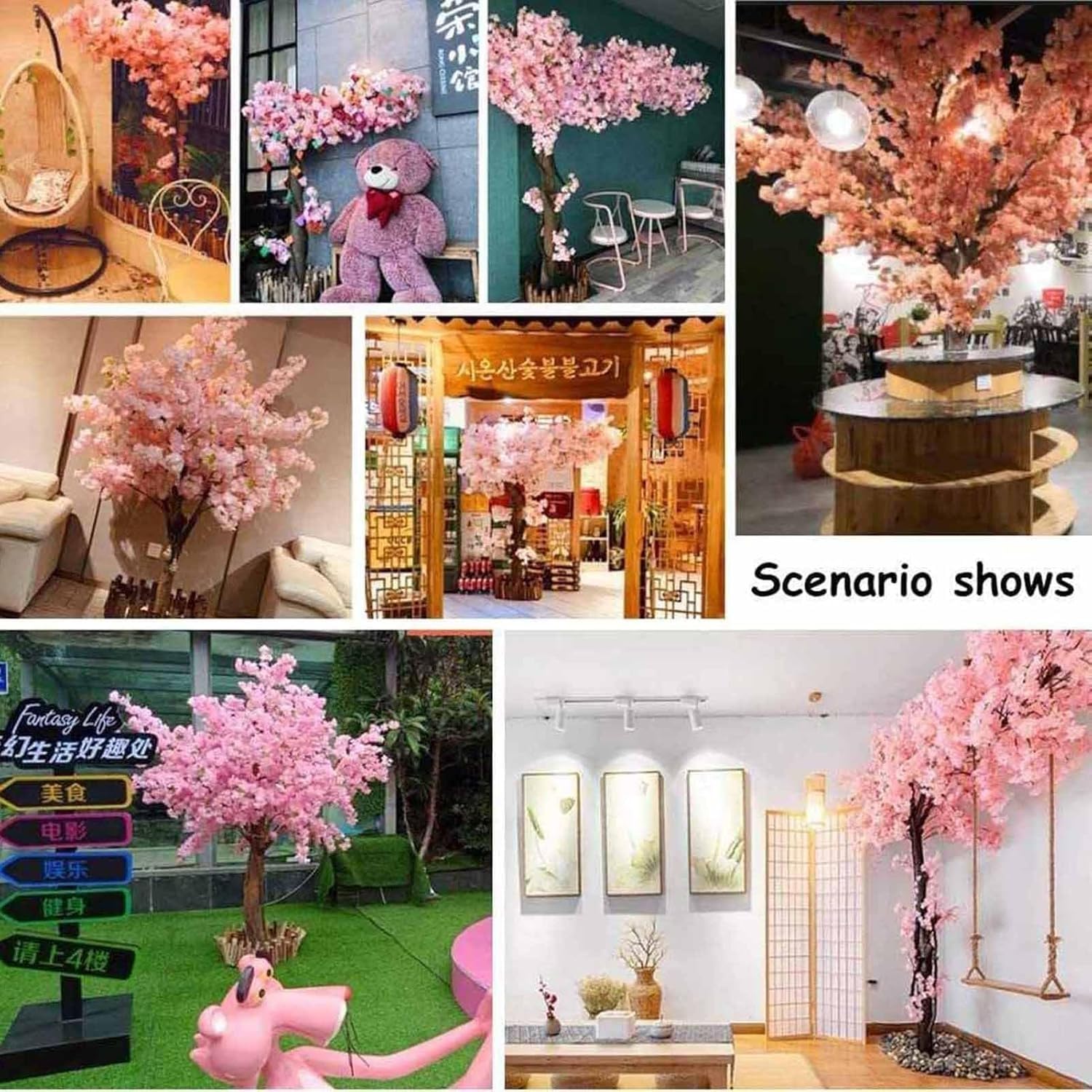 Sztuczne Drzewa Wiśniowe Piękne Sztuczne Kwiaty Różowe Duże Symulowane Sztuczne Drzewo Wiśniowe Duże Drzewo Sztuczne Winorośle Kwiaty Do Domu Wesele Impreza Ogród(300cm*200cm)