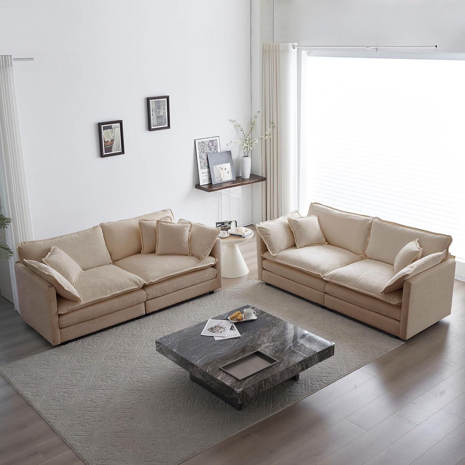 GNIXUU Upholstered Living Room Furniture Sets, Inclued 2