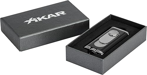 Vista 7 de Xikar Verano Flat Flame Cigar Lighter, Attractive Gift Box, Elegant Metal Construction, Black