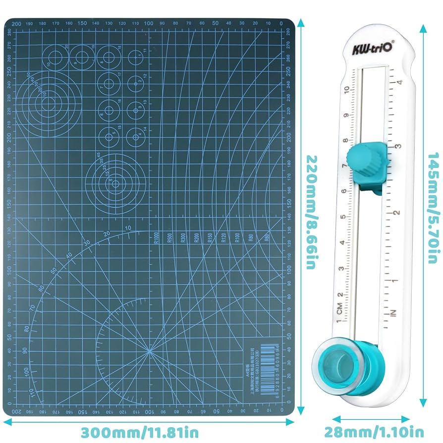 Coupe-Cercle Réglable 2-20cm + Tapis De Découpe A4 - Cutter Rotatif Pour Papier, Loisirs Créatifs