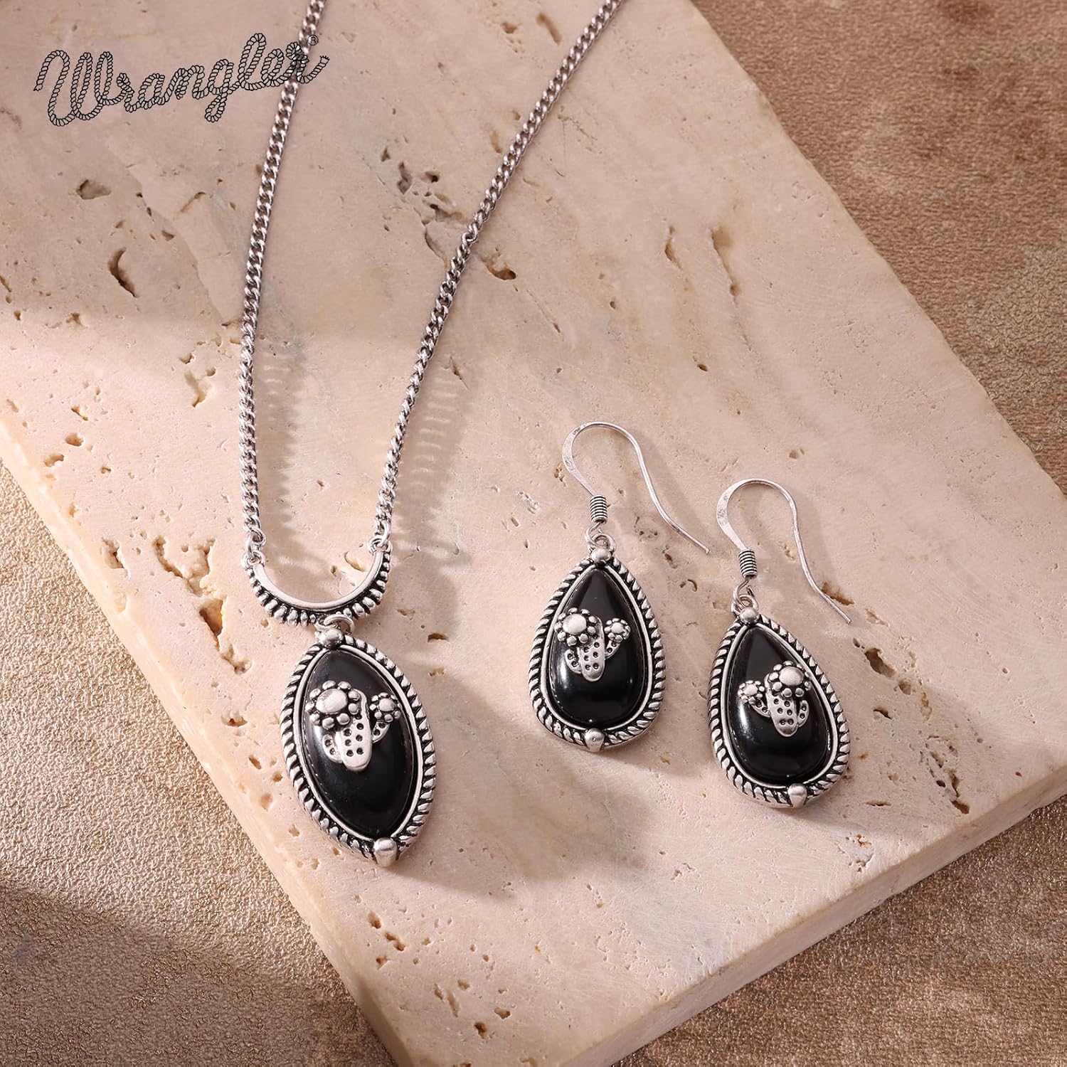 Montana West Wrangler Western Turquoise Jewelry Set for Women Silver Plated Cactus Stone Country Cowgirl Cowboy Necklace Earrings Jewelry - Image 4