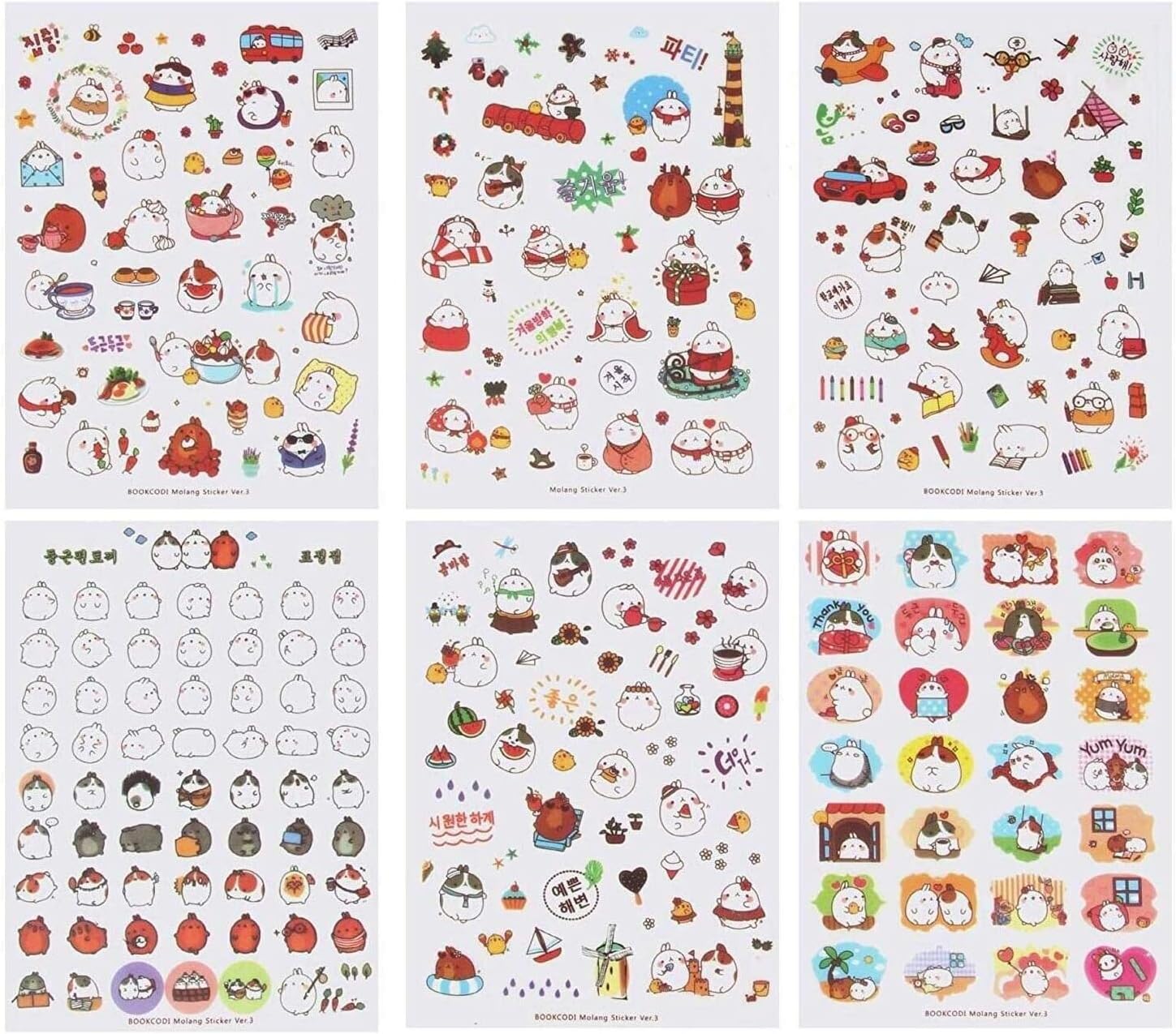 amazon com 18 sheets cute bunny rabbit charactor sticker diary scrap book scrapbooking decor decoration lot korean stationery 1st 2nd 3rd