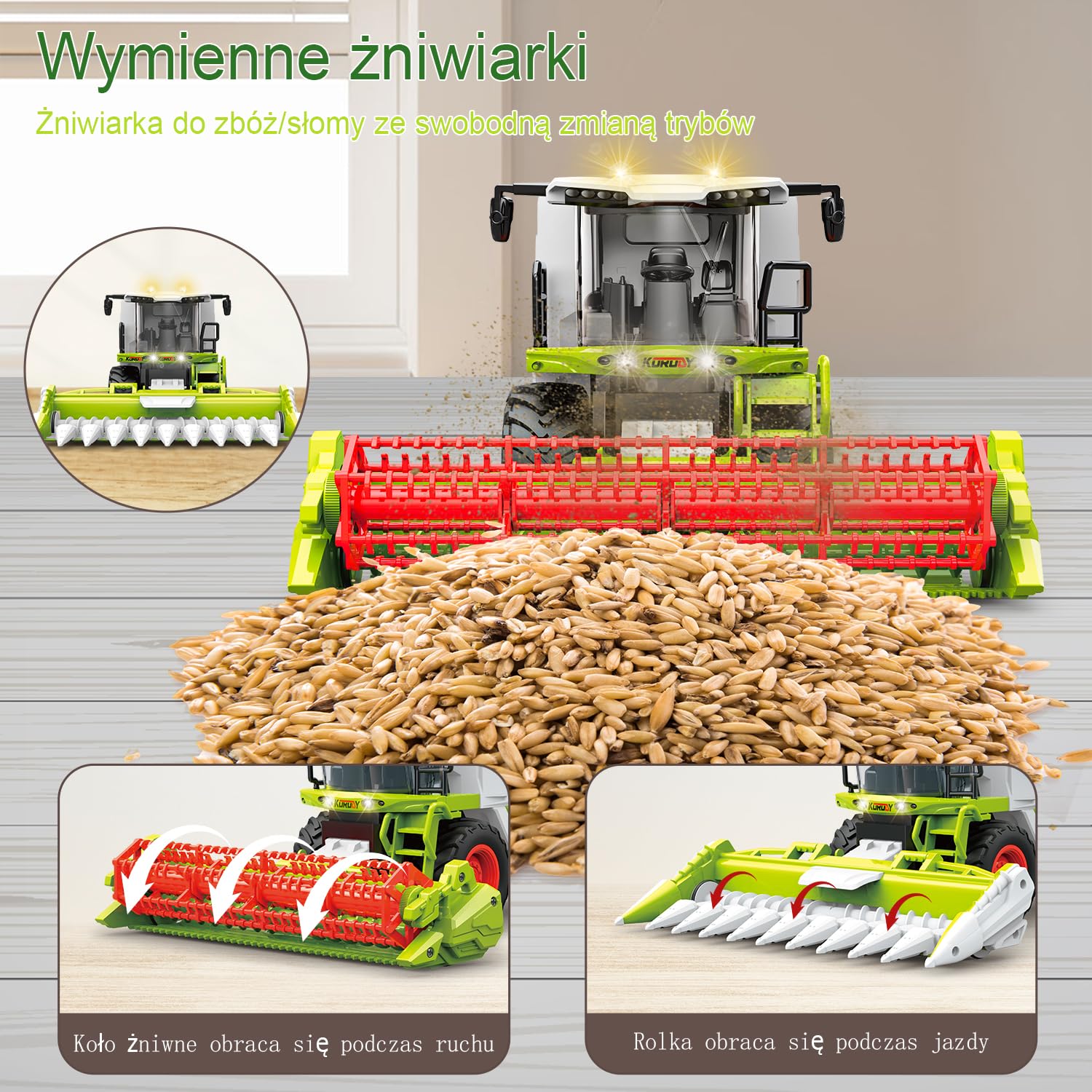 Zdalnie sterowany traktor kombajn zbożowy, traktor zdalnie sterowany kombajn od 3-6 lat, kombajn zabawka, rc buldog, Pojazd, Farma, Rolnictwo, Ciągnik, Maszyna żniwna, Praca w polu, Zabawka