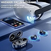 Vista 3 de IAMJOY Wireless Gaming Earbuds, 20ms Low Latency, Game Earbuds with Mic, 2.4GHz & Bluetooth, Compact LED Display Compatible with Meta Quest 3/2