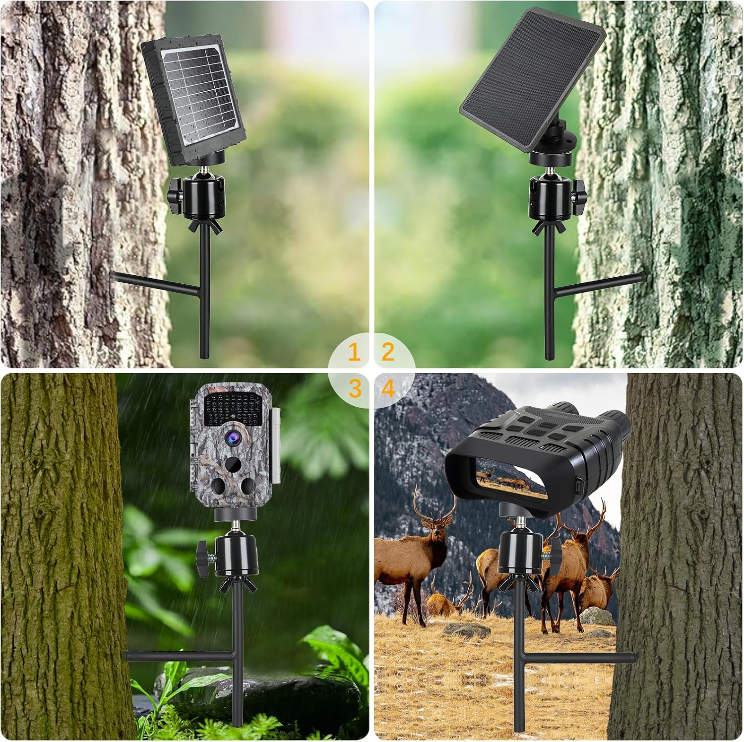 T Shaped Trail Camera Mount, Tracking Bracket, Tree 1/4" x 20 Screw，360° Rotatable Trail Camera Holder, Hunting Accessory
