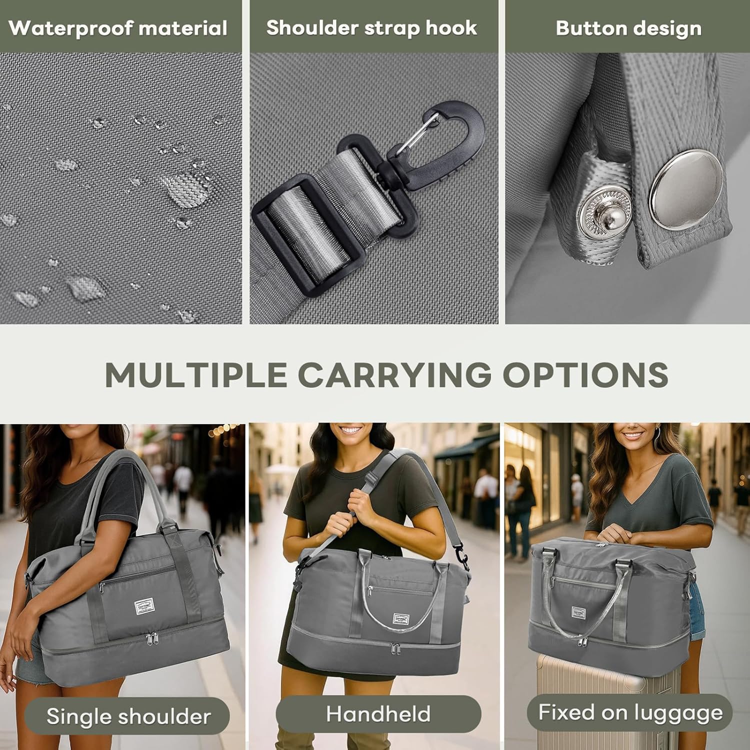TANTOMI Travel Duffle Bag for Women Personal Item Travel Bag with Shoes Compartment, Weekender Overnight Bag Carry On Duffle Bag Tote Gym Bag for Travel, Sports, Hospital, Dance