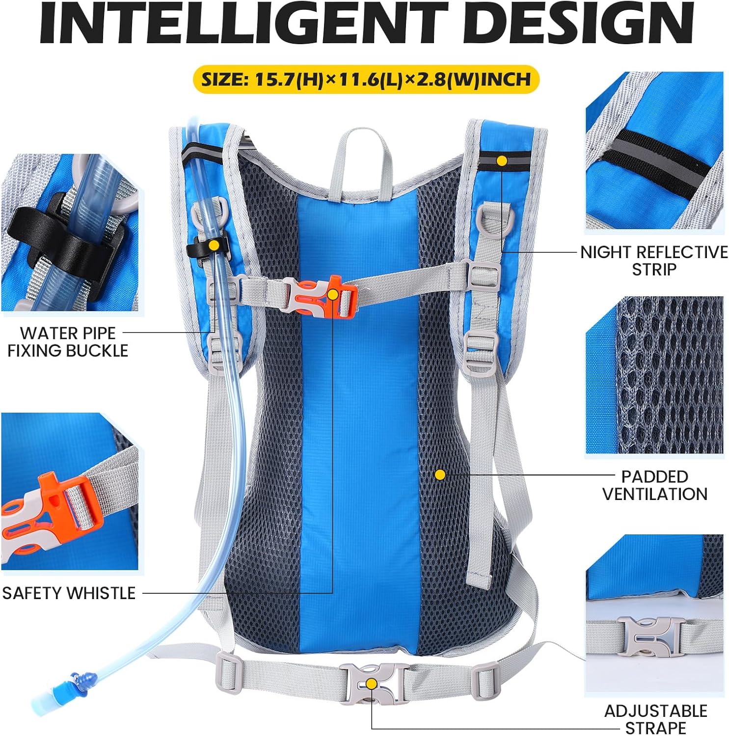 Wesiti 7 Pack Hydration Backpack Pack with 7 Pcs 2l Water Bladder Multicolor Water Backpack Light Bike Hydration Pack Water Daypack Water Backpack for Cycling Hiking Climbing Running - Image 3