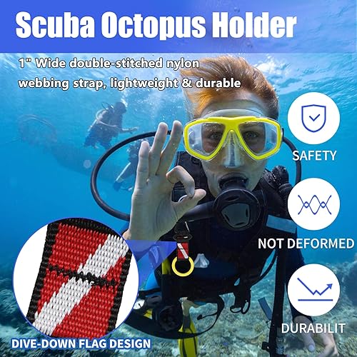 Miniatura 29 de Soporte de boquilla de pulpo de buceo, soporte de pulpo de silicona para buceo 0cto Boquilla para regulador de 2ª etapa, retenedor de pulpo con clip