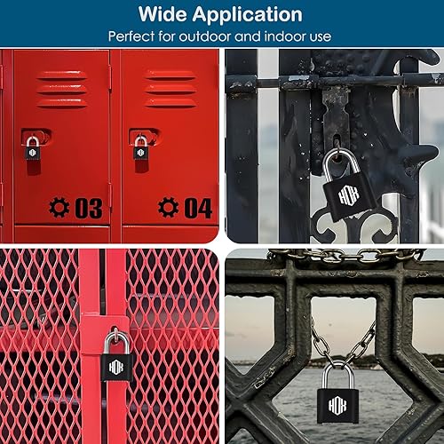 Miniatura 7 de HOX Candado de combinación de 4 dígitos para exteriores, cerradura de casillero resistente con grillete de acero endurecido, cerradura combinada