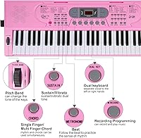 Vista 5 de Hricane Teclado de Piano con Teclas Iluminadas para Principiantes Adultos Adolescentes Niños, Teclado Electrónico de Música de 61 Teclas con Modos